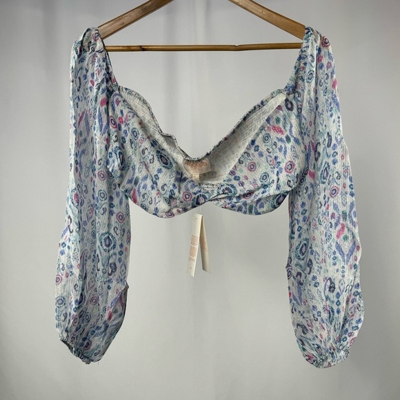 NWT ROCOCO SAND Lada Crop Top in Blue Size Large - Picture 2 of 8